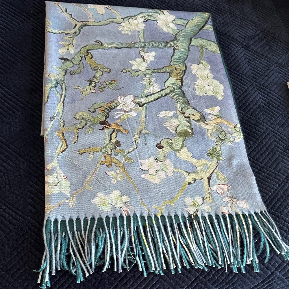 Floral Patterned Scarf in Blue and Green